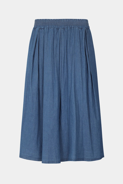 Denim Pleat Detail Skirt