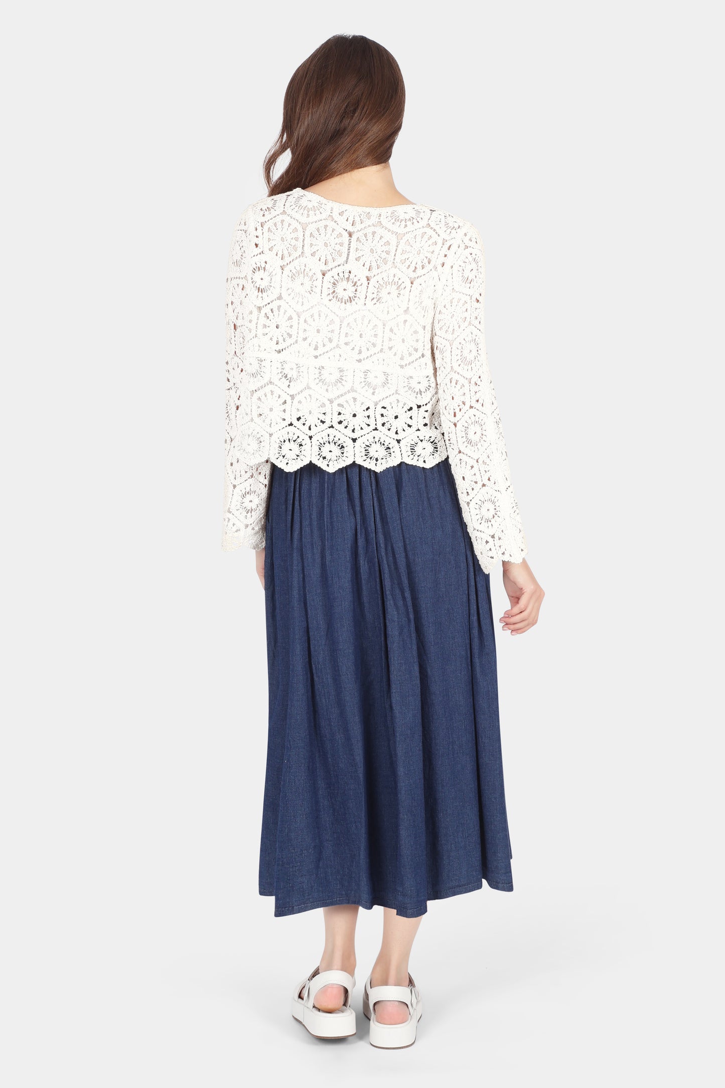 Denim Pleat Detail Skirt