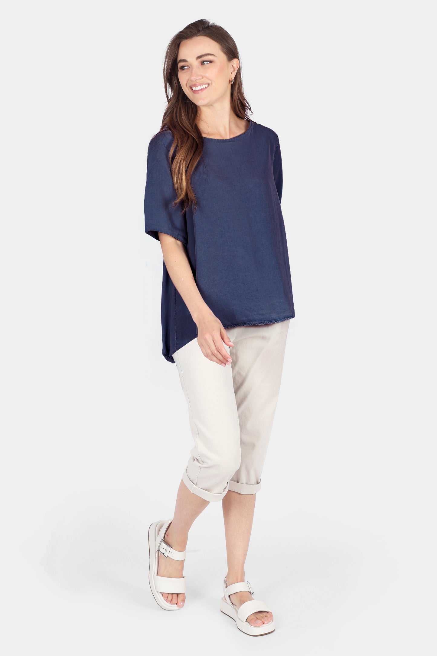 Cotton Stretch Tie Waist Crops
