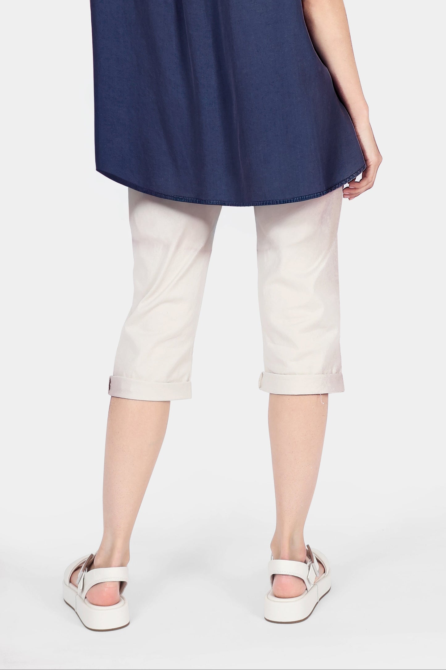 Cotton Stretch Tie Waist Crops