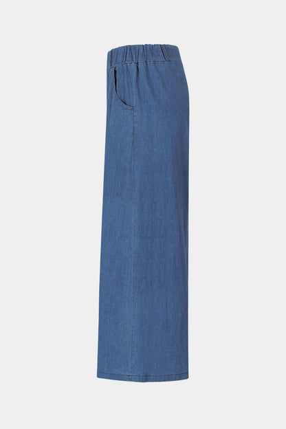 Denim Wide Leg Crop Trousers