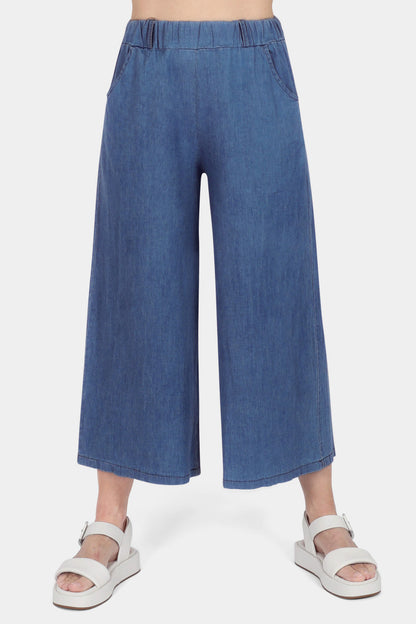 Denim Wide Leg Crop Trousers