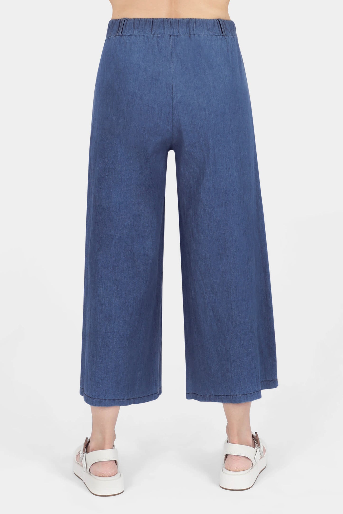Denim Wide Leg Crop Trousers