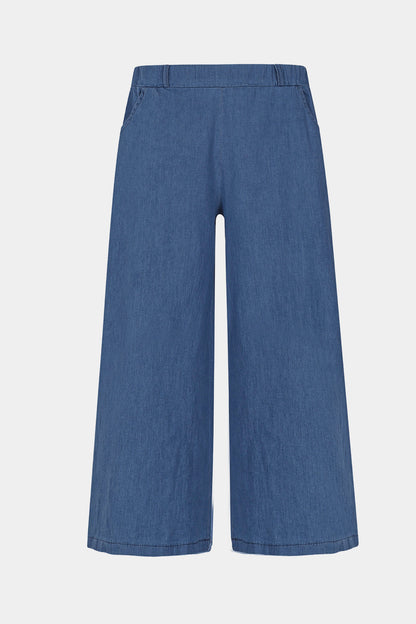 Denim Wide Leg Crop Trousers