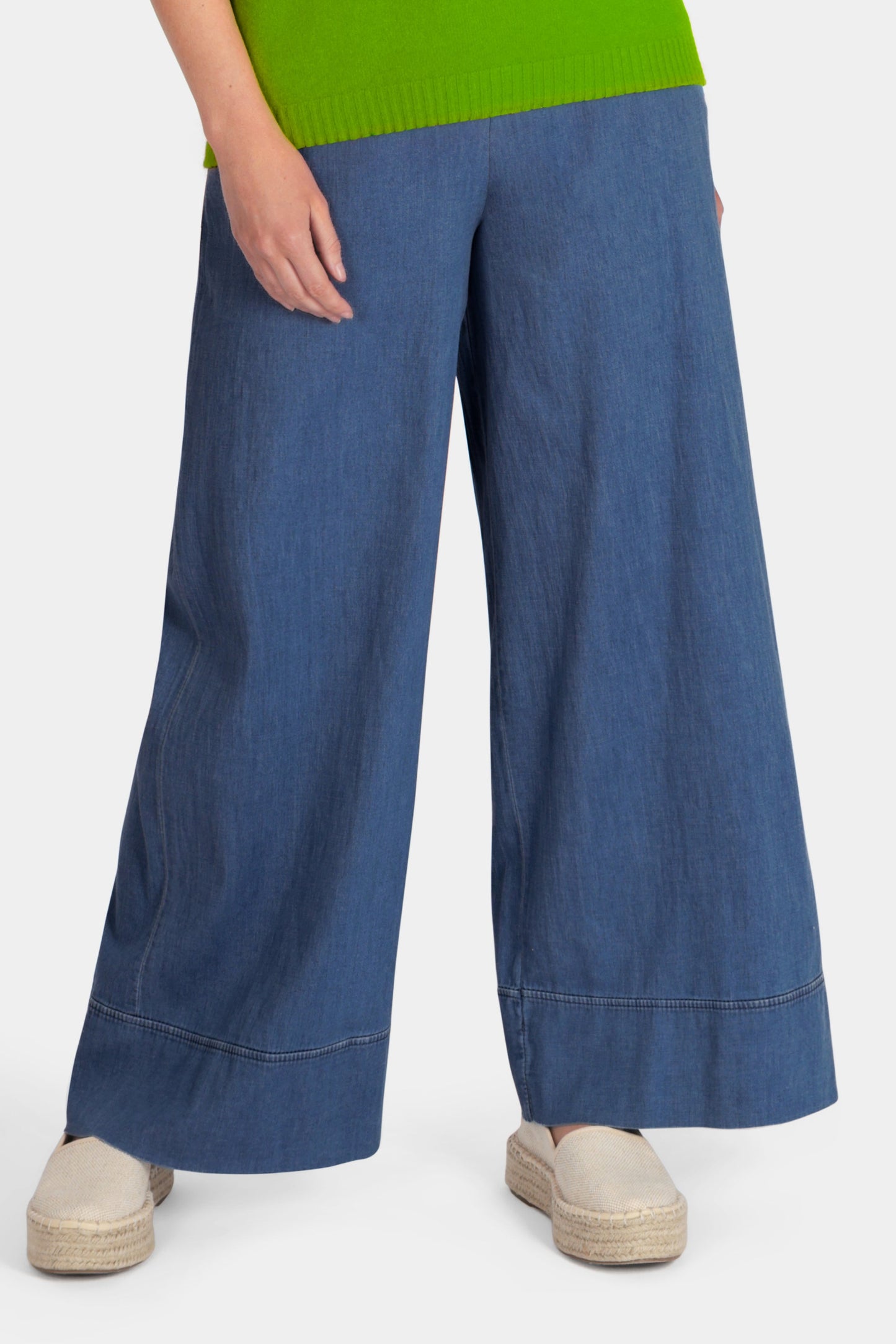 Denim Wide Leg Hem Trouser