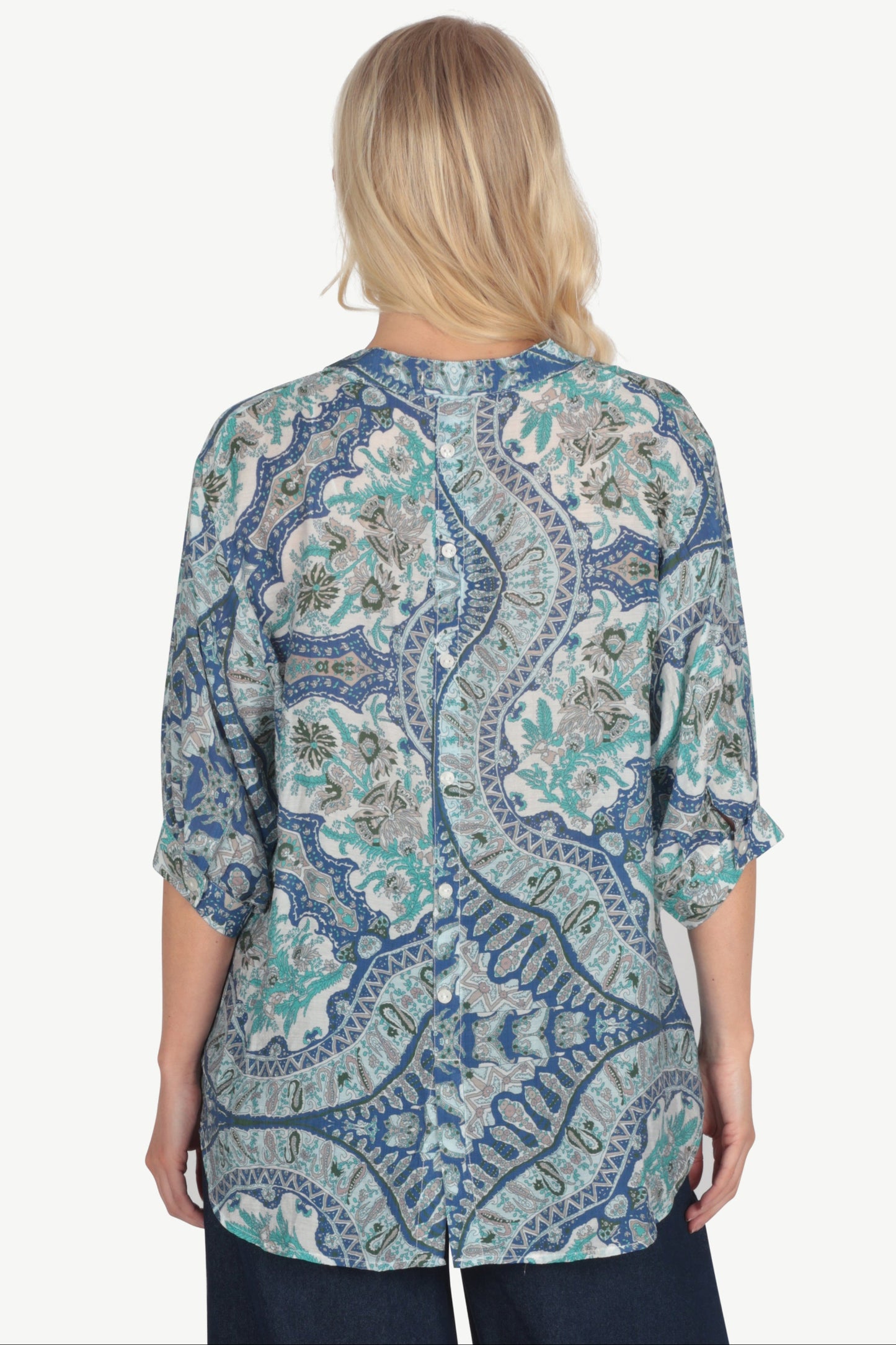 Button Back Printed Blouse