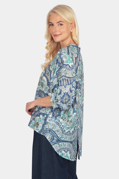 Button Back Printed Blouse