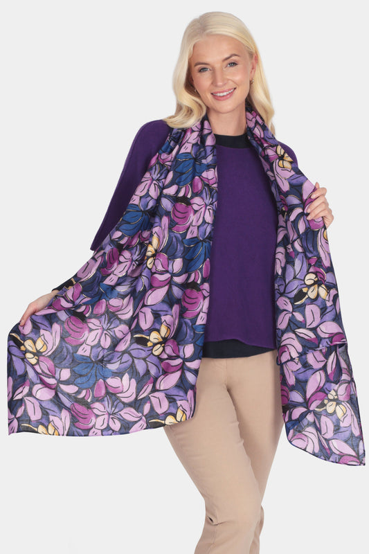 Painterly Jewel Floral Print Scarf