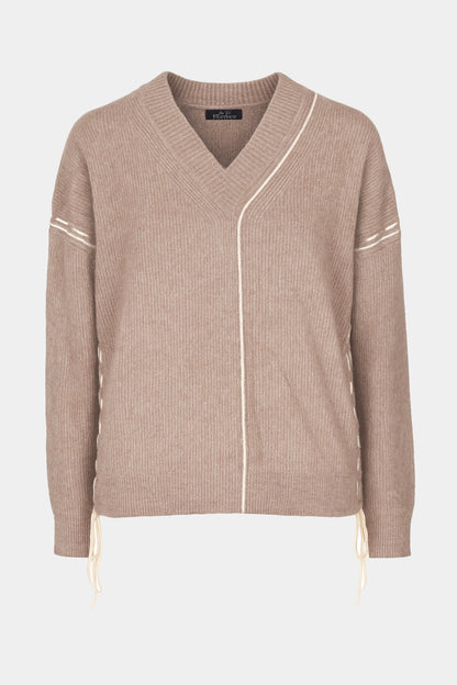 Soft V-Neck Ribbon Detail Jumper