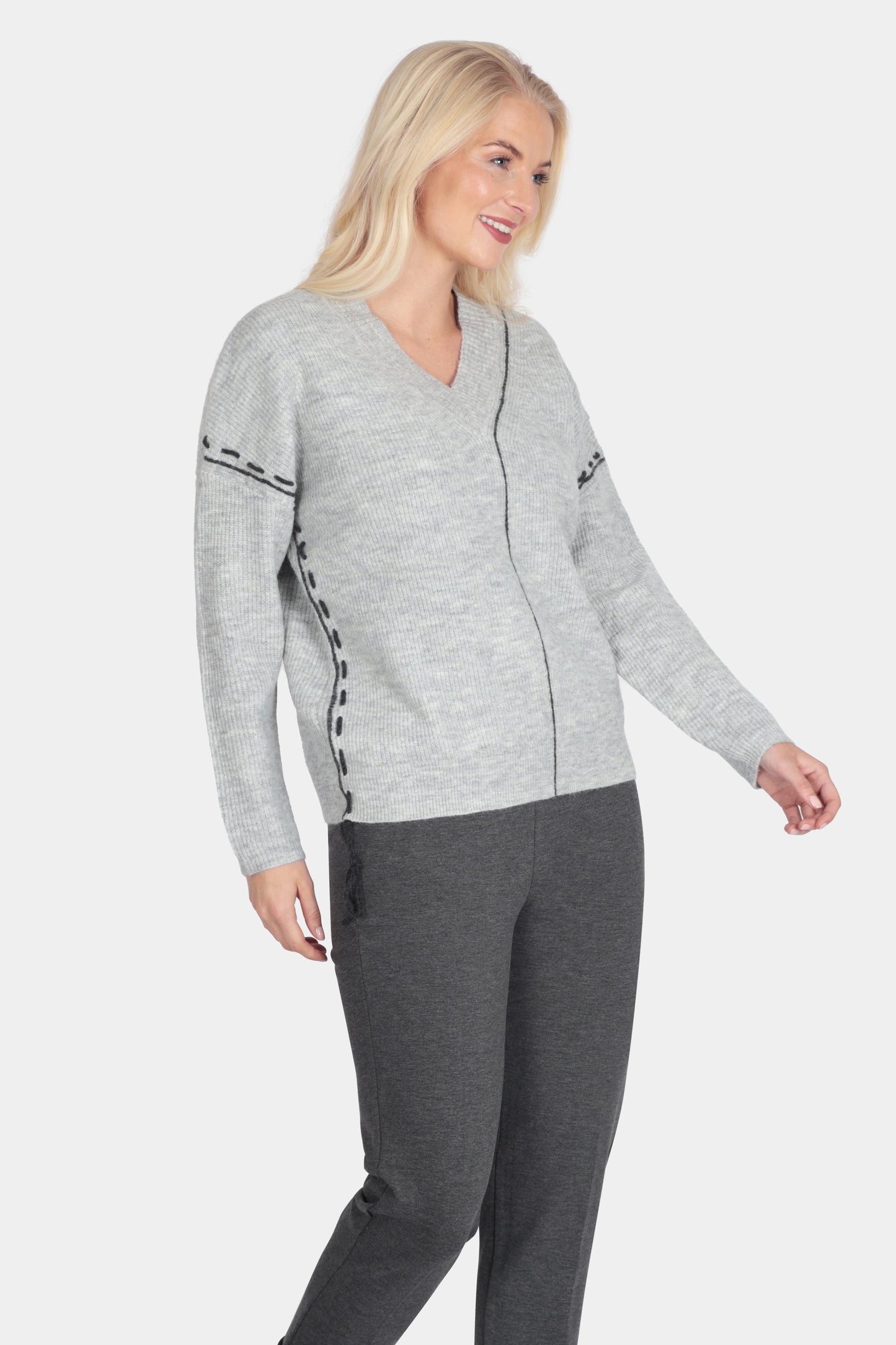 Soft V-Neck Ribbon Detail Jumper