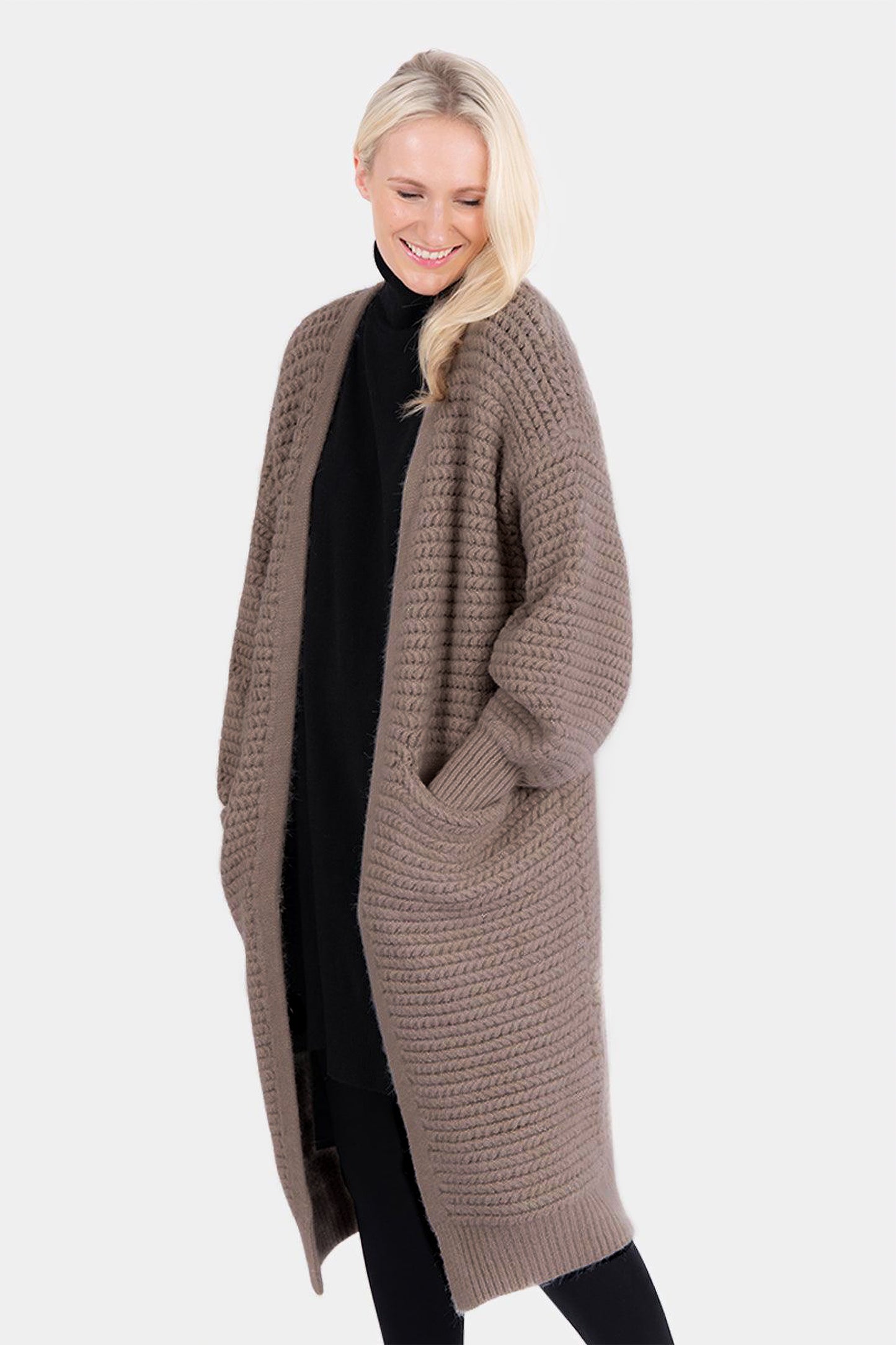 Tapered Sleeve Long Knit Coatigan