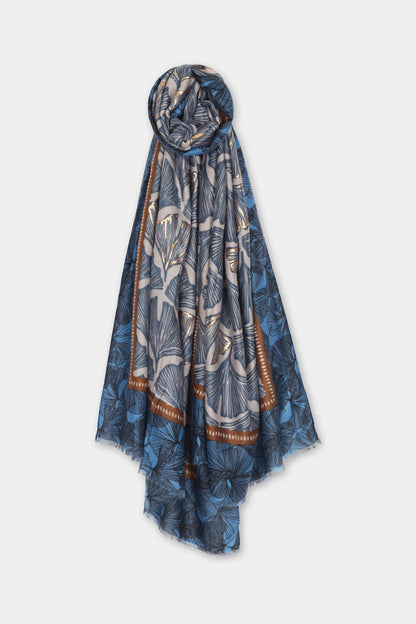 L8028 Gingko Leaf Print Scarf