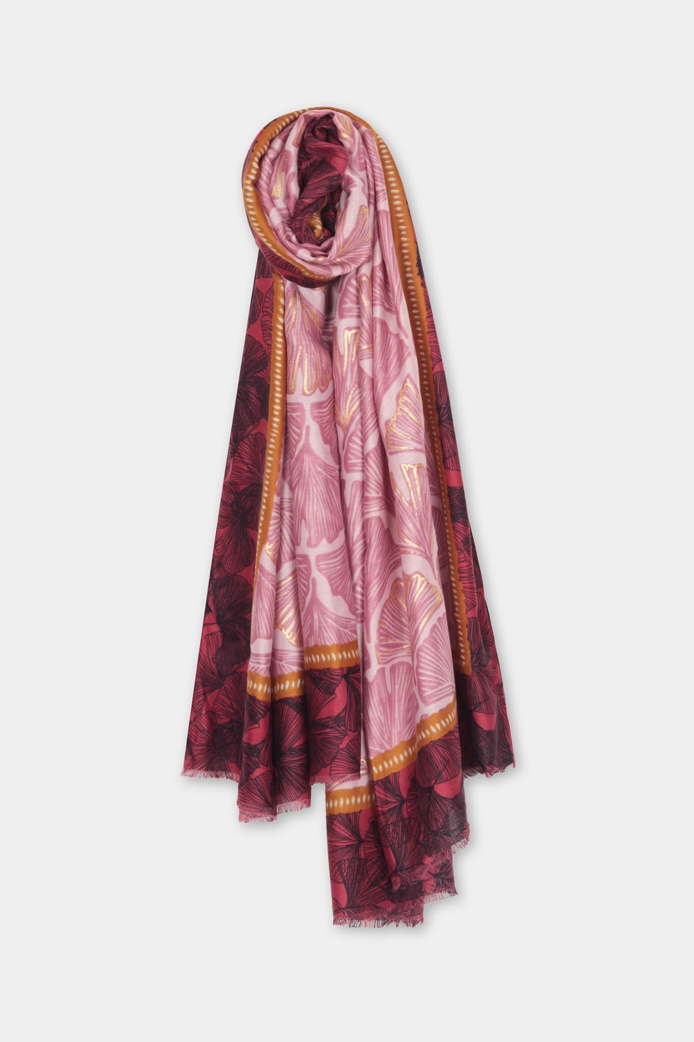 Leaf Print Lightweight Scarf - Fenella