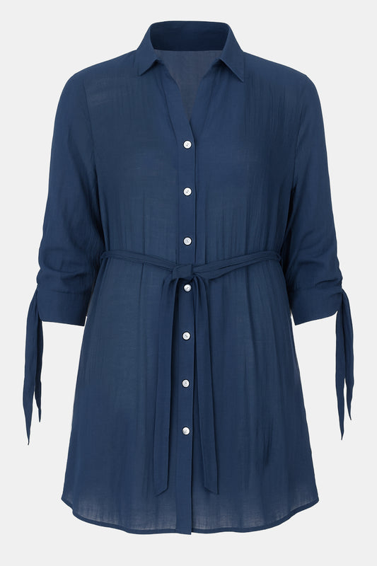 Belted Cotton Shirt Dress
