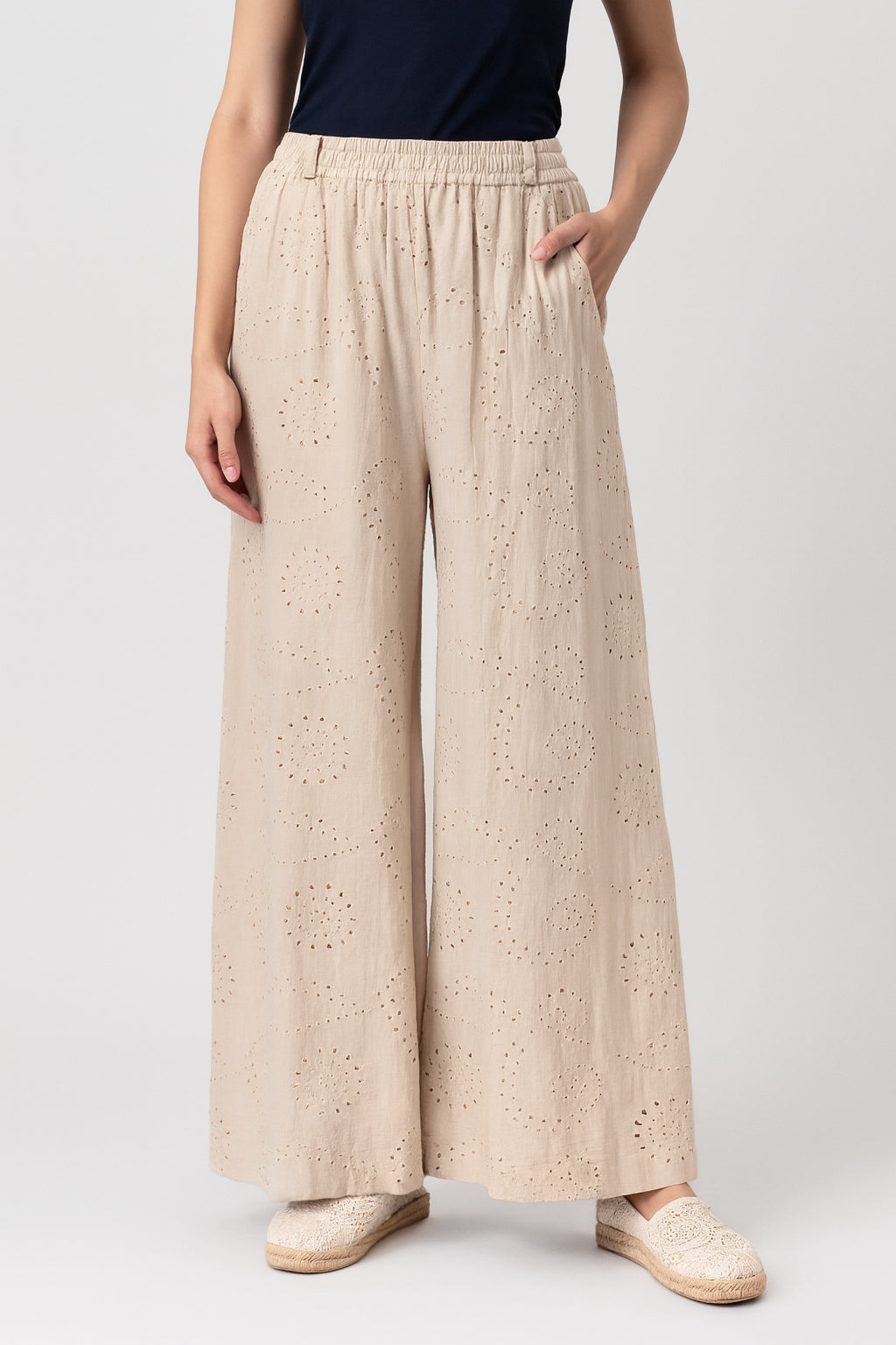 Anglaise Cotton Wide Leg Trousers