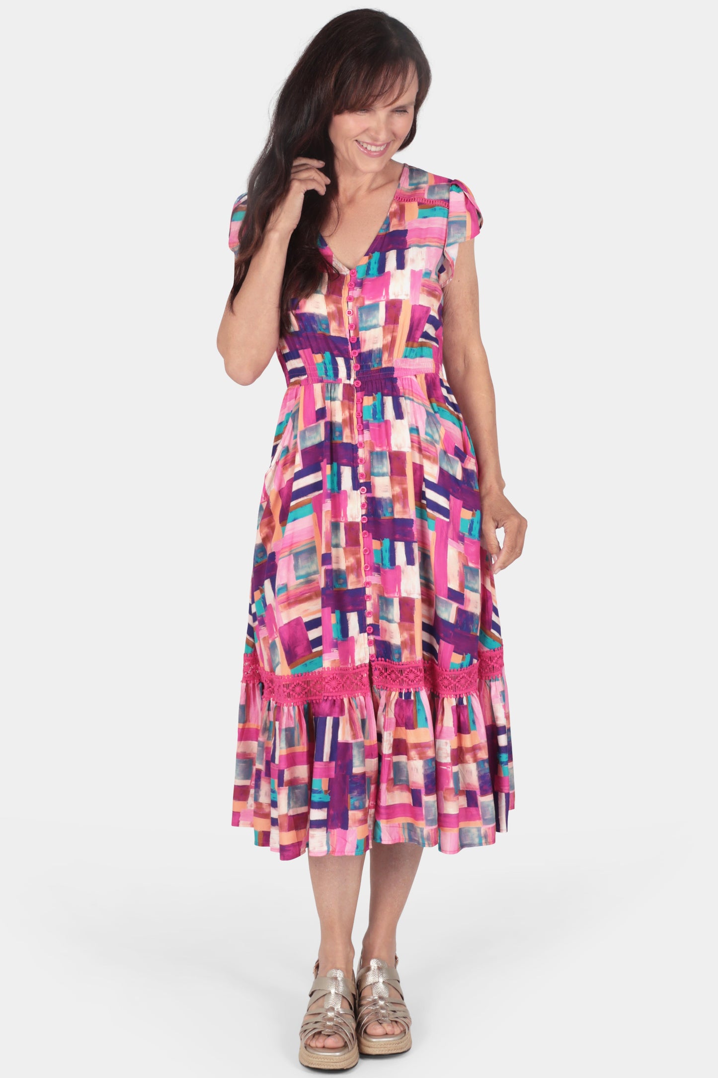 Verona Brushstroke Midi Dress