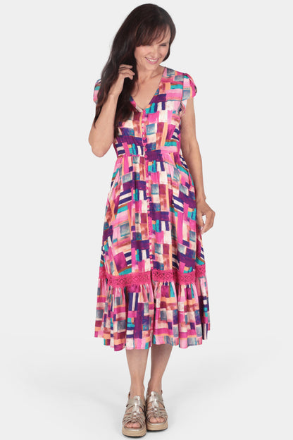 Verona Brushstroke Midi Dress