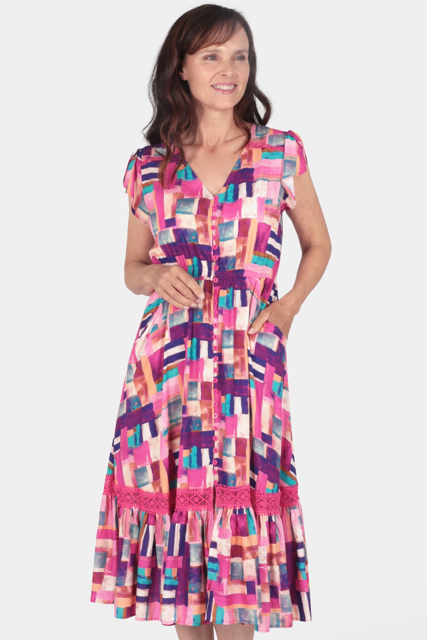 Verona Brushstroke Midi Dress