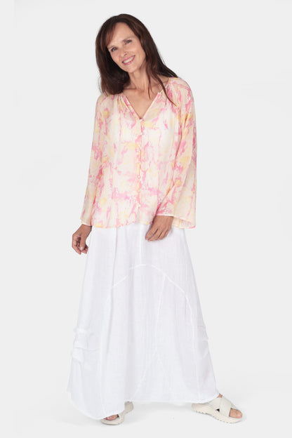 Tie-Dye Flute Sleeve Blouse