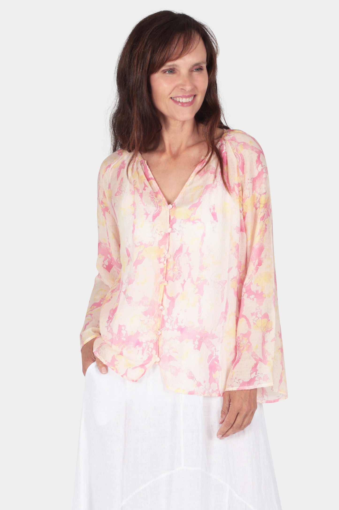 Tie-Dye Flute Sleeve Blouse