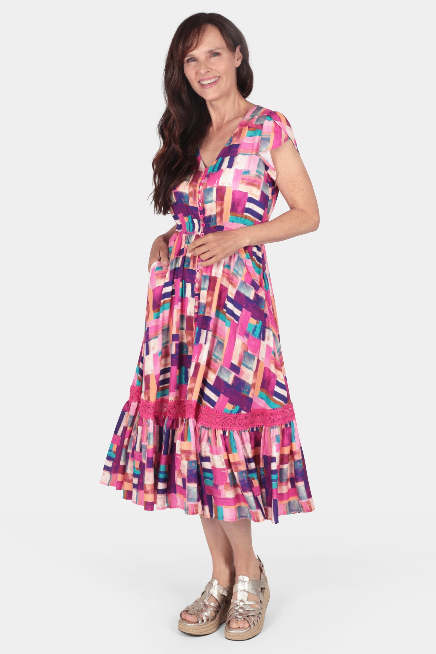 Verona Brushstroke Midi Dress
