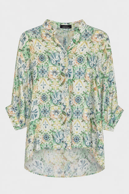 Button Back Printed Blouse