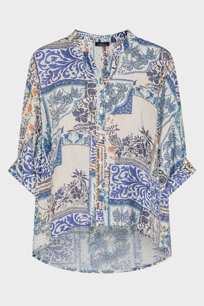 Button Back Printed Blouse