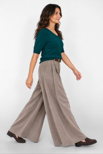 Wide Palazzo Cotton Cord Trousers