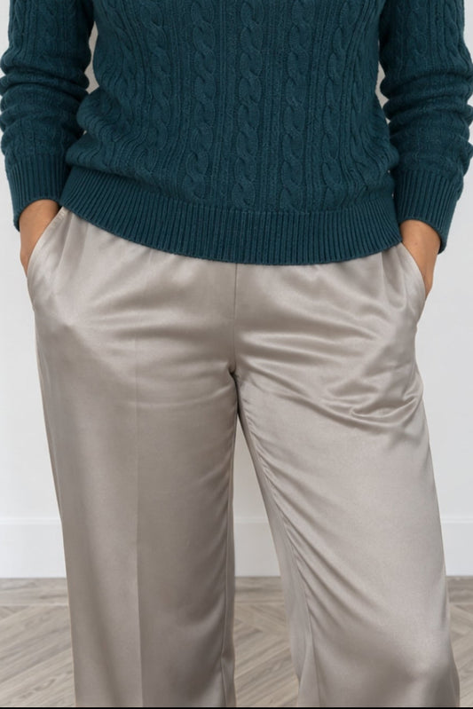 Satin Wide Leg Trousers