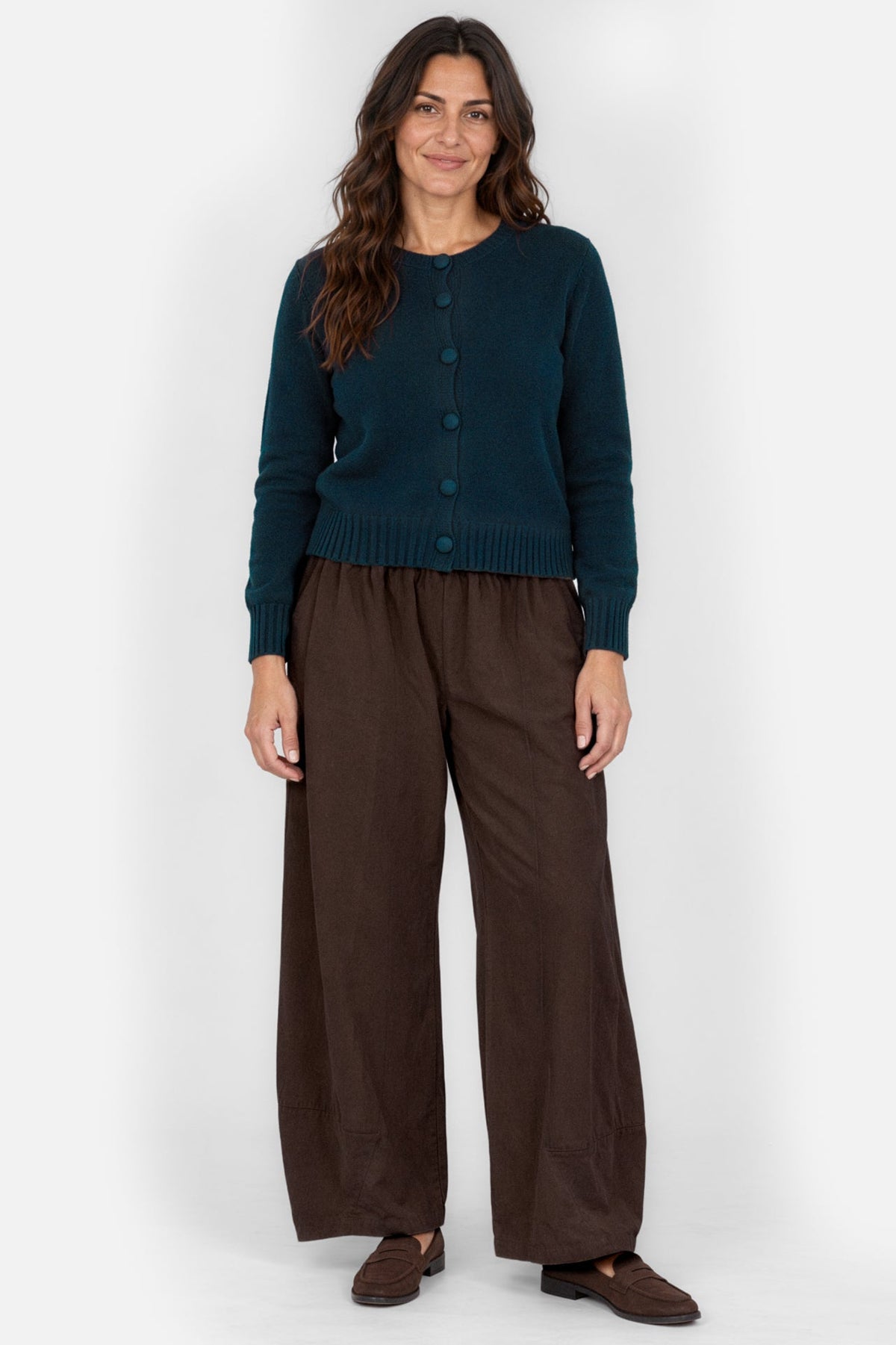 Curved Hem Cotton Cord Trousers
