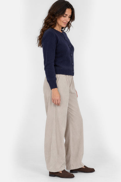 Curved Hem Cotton Cord Trousers