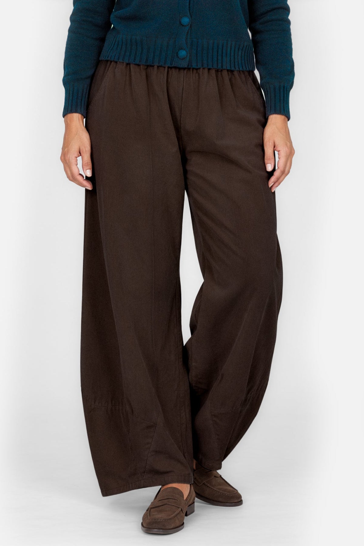 Curved Hem Cotton Cord Trousers
