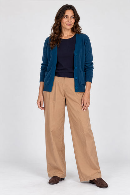 Soft Touch Cotton Wide Leg Trousers