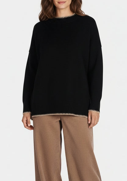 Contrast Trim High Neck Jumper