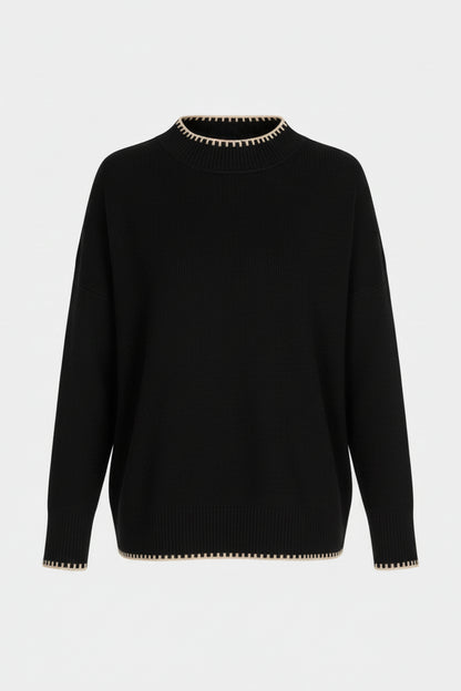 Contrast Trim High Neck Jumper