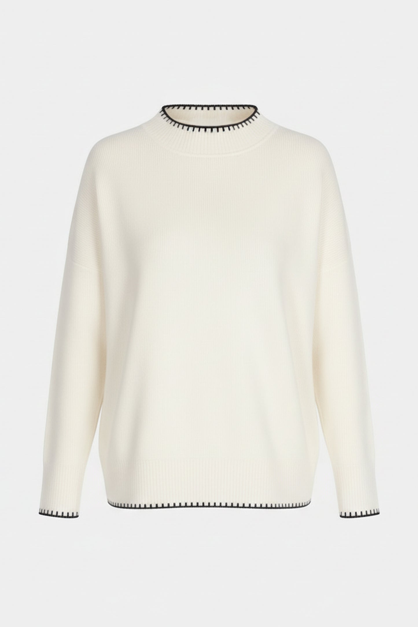 Contrast Trim High Neck Jumper