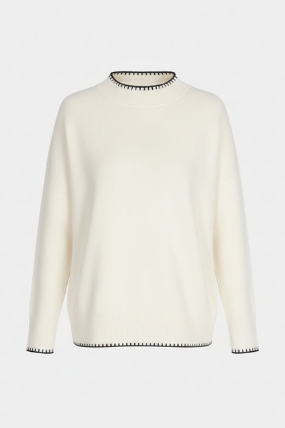 Contrast Trim High Neck Jumper