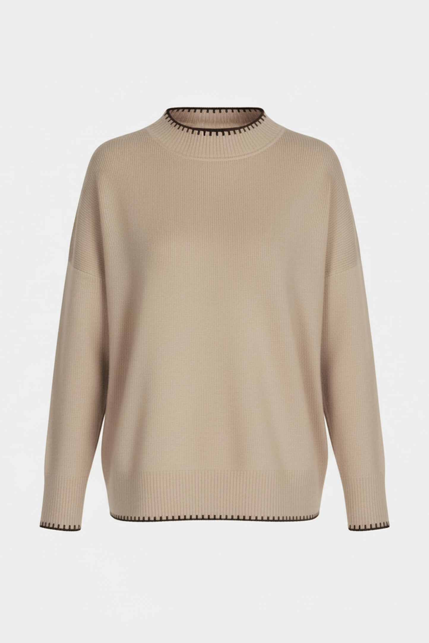 Contrast Trim High Neck Jumper