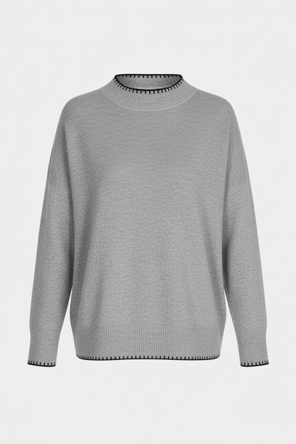 Contrast Trim High Neck Jumper