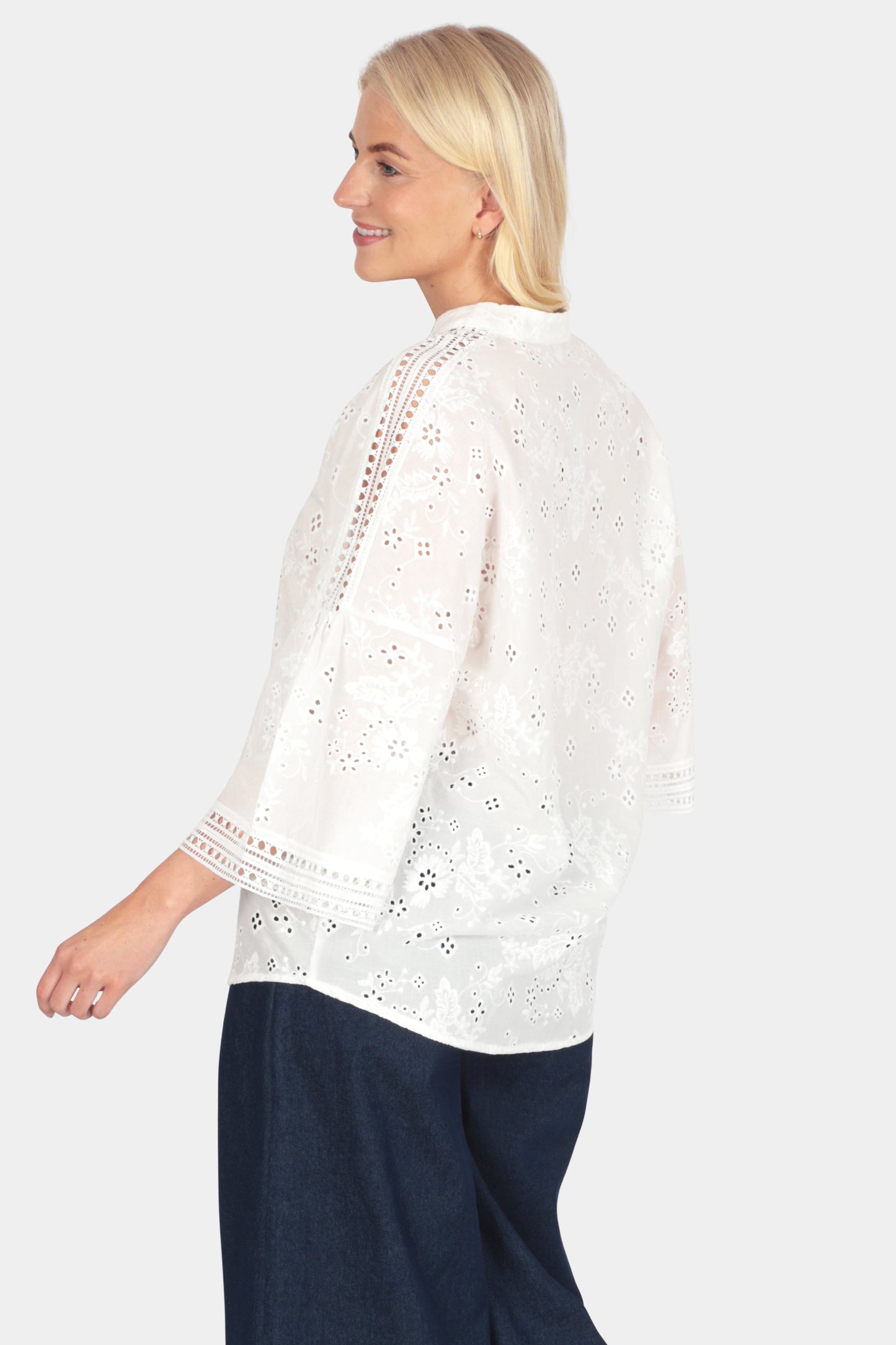 Broderie Cotton Notch Blouse