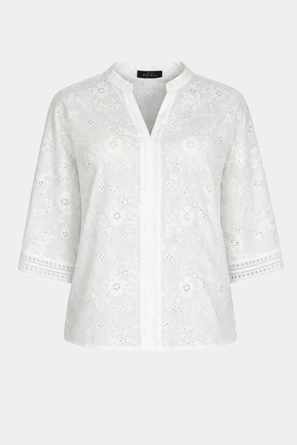 Broderie Cotton Notch Blouse