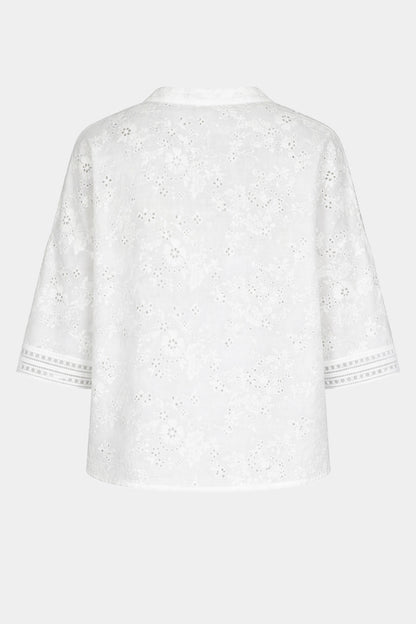 Broderie Cotton Notch Blouse