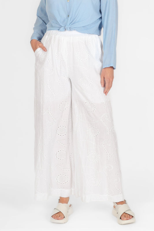 Anglaise Cotton Wide Leg Trousers