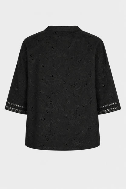 Broderie Cotton Notch Blouse