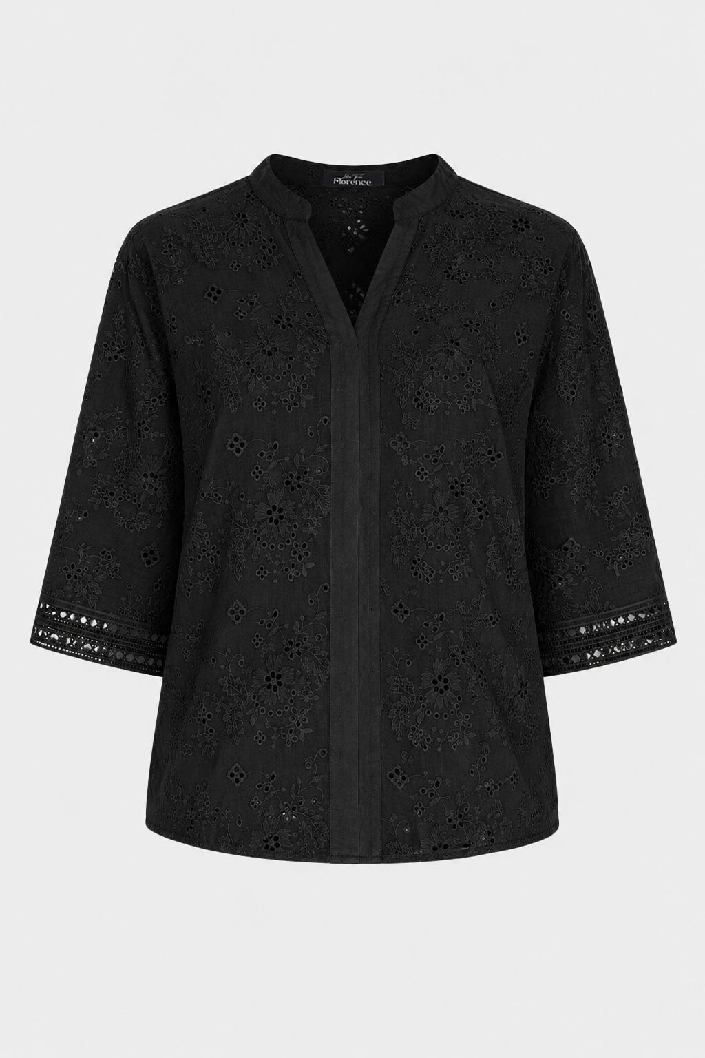 Broderie Cotton Notch Blouse