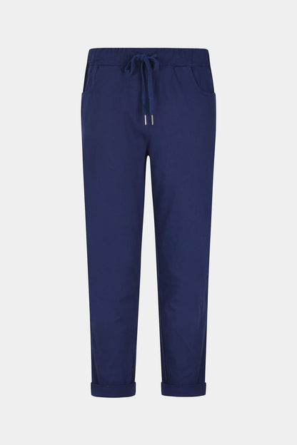 Cotton Straight Tie Waist Trousers