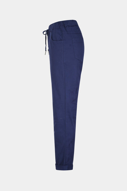 Cotton Straight Tie Waist Trousers