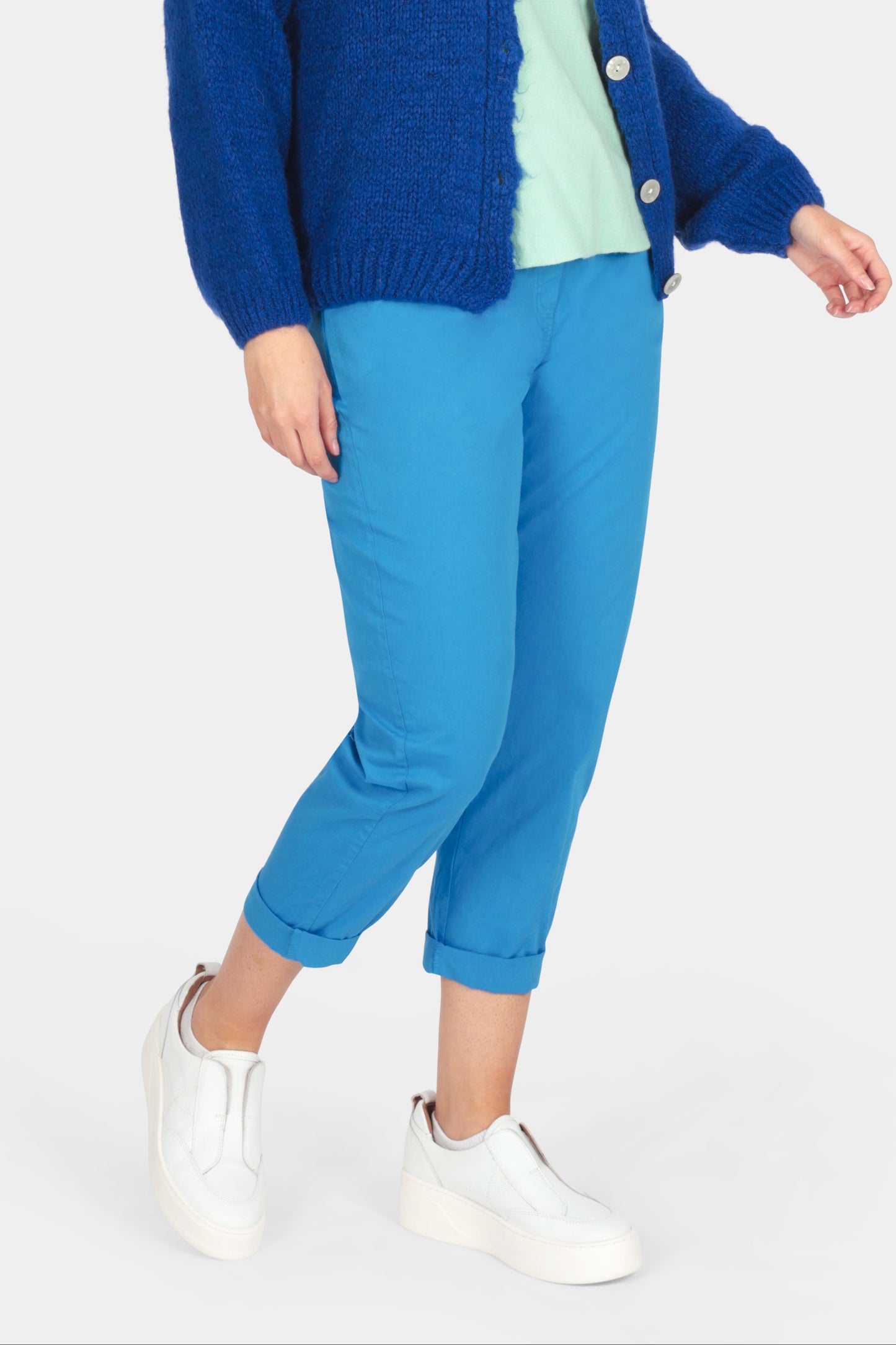 Cotton Straight Tie Waist Trousers