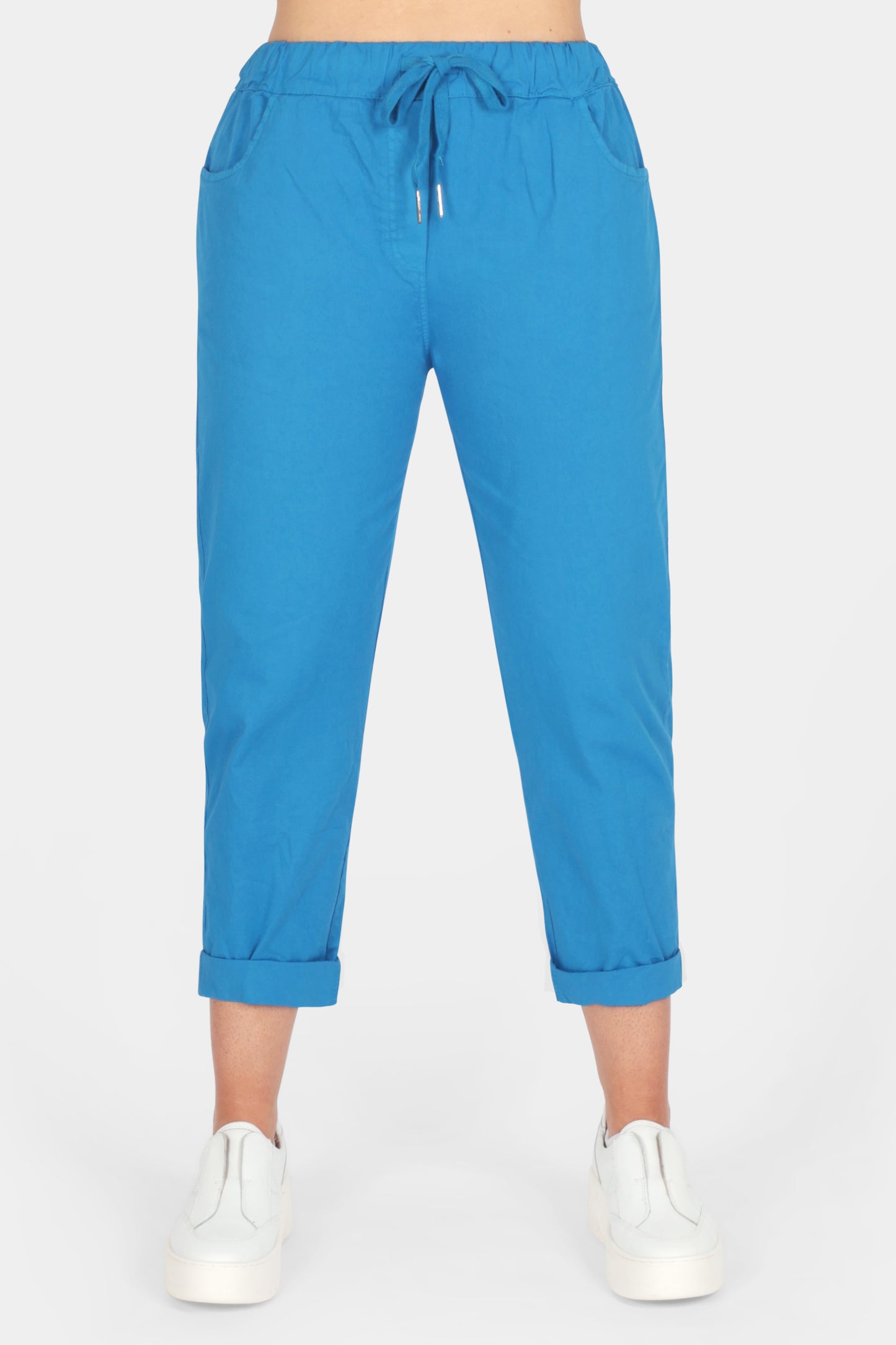 Cotton Straight Tie Waist Trousers