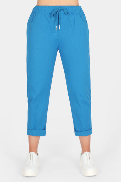 Cotton Straight Tie Waist Trousers